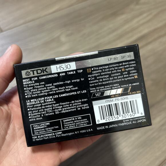 NEW TDK HS30 8mm Video Cassette MP 28 m P6-30 NEW SEALED UNUSED (3 Pack) - Picture 4 of 5